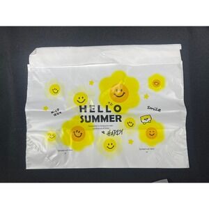 60 PCS Car Standable Trash Bags Hello Summer Smiley Face Yellow White
